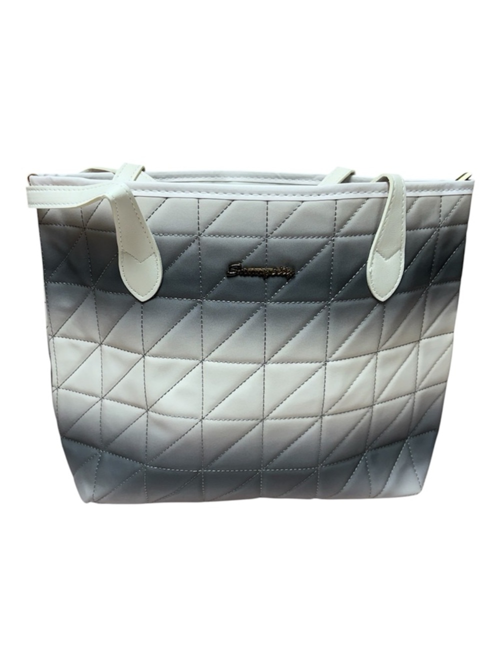 Quilted Ombre Tote Bag - White and Gray